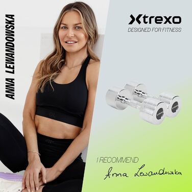 Набір гантелей XTREXO Verte Kurz 2 шт. (2.5-12 кг) – сталеві гантелі з неслизьким грифом, міцні та довговічні. Ідеальні для силових тренувань вдома та в спортзалі (хром, 2 x 7 кг)