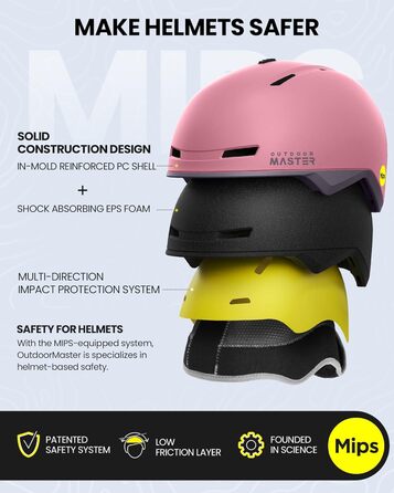 Гірськолижний шолом OutdoorMaster MIPS для сноуборду, рожевий L, вентиляція, полікарбонат, для чоловіків і жінок