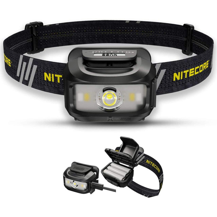 Ліхтарик на лоб Nitecore NU35 LED - акумуляторний, гібридний, 460 люмен, IP66, червоне світло, чорний