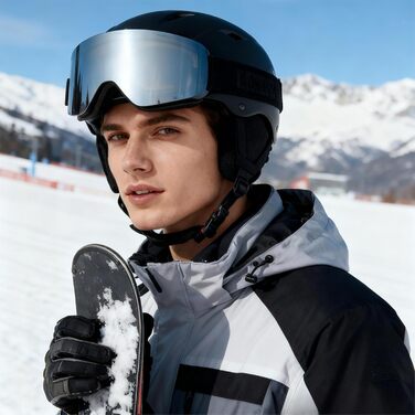 Скі-маска VCOROS OTG для унісекс, YH227 – сноуборд маска з антиковзним ремінцем, захистом від УФ та запобіганням запотіванню, регульовані скі-окуляри з покриттям REVO, скі-маски для катання на лижах 01-Срібло/Чорний (VLT13%)