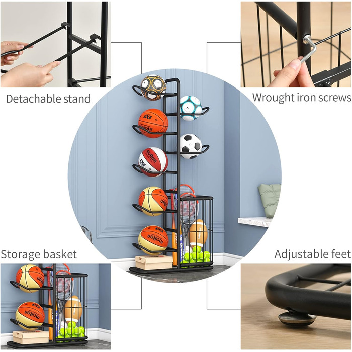 Стійка для зберігання спортивного інвентарю 7-Ball, 146 см (чорна)