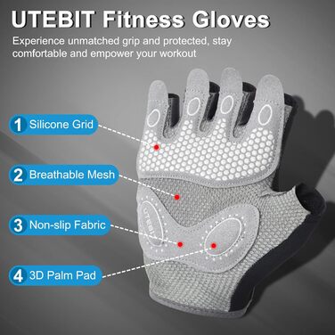 Спортивні рукавички UTEBIT для фітнесу та тренувань: мікрофібра, нековзке силіконове покриття, для жінок (S)