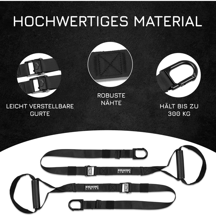 Слінг-тренер Breaking Limits для дому – тренажер для силових вправ – обладнання для силових тренувань – стрічки слінтренера для тренувань всього тіла – фітнес на відкритому повітрі – підвісний тренажер