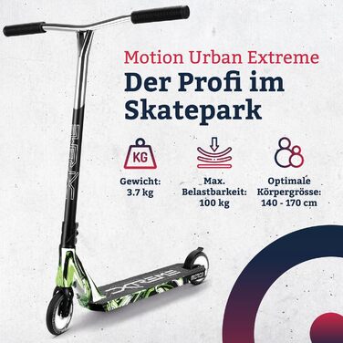 Трюковий самокат Motion Stunt Scooter Xtreme для підлітків і дорослих, алюмінієвий, колеса 120 мм, ABEC 9, для новачків і досвідчених, стильний та міцний, Forest