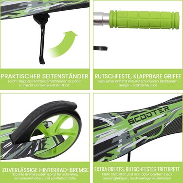 Дитячий трюковий самокат Habib Kickroller – складний, регульована висота, великі колеса, до 80 кг, для міста