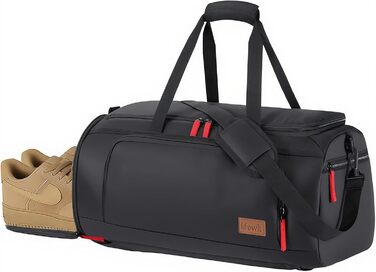 Спортивна сумка Lifewit 40L для чоловіків: рюкзак-сумка з відділенням для взуття та мокрих речей, для спортзалу, подорожей, фітнесу, чорна