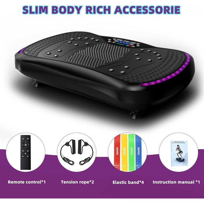 Платформа для вібраційного тренування QEIFEII - 3D вібраційна платформа для схуднення та лімфодренажу, 200 швидкостей, до 181 кг, для дому
