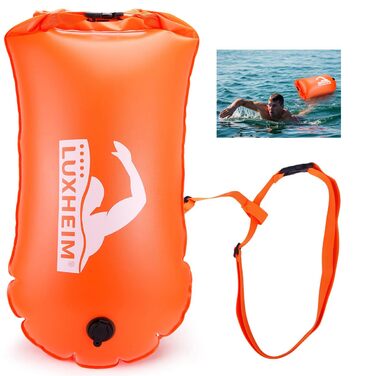 Буя для плавання 28L Schwimmen Boje Schleppschwimmer: Яскрава буя для відкритої води, Dry Bag, водонепроникна, надувна, з ПВХ, для триатлонів, помаранчевого кольору