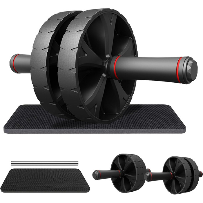 Ролер для пресу YIFMOO з килимком для колін, комплект ролера для пресу YIFMOO, тренажер для пресу для початківців та професіоналів, неслизький тренажер для пресу для дому, фітнес-обладнання (двоколісний)