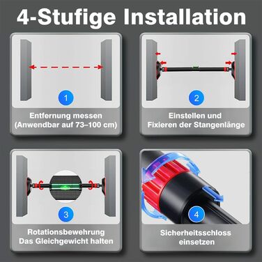 Климмер для дверного отвору FumyFumy, турнік для дверей, обладнання для калістеніки, висувна стійка для підтягувань 73-100 см, вантажопідйомність до 220 кг з сигналізацією безпеки