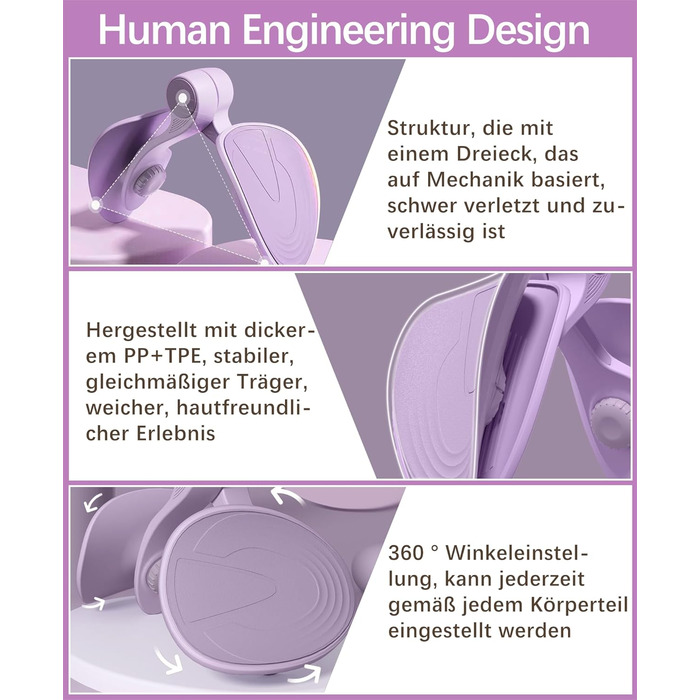 Тренування стегон та сідниць Oberschenkeltrainer 35lb для жінок та чоловіків. Тренажер для дому. Фітнес, спорт, 16 кг, фіолетовий