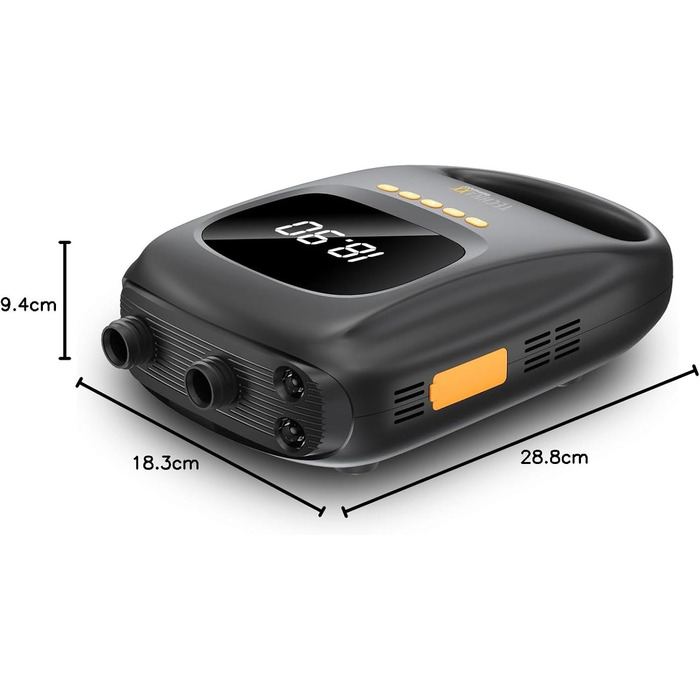 Електричний акумуляторний насос Technaxx SUP 20 PSI для сапбордів, каяків та човнів, з цифровим дисплеєм та Powerbank 7500 mAh, 6 насадок, TX-266
