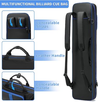 Чохол для кия BOSSTIN, 3x4 / 5x5, для більярдних київ, м'який, з підкладкою, синій