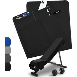 Рушник для фітнесу Zepphi: великий (120x50 см) + маленький (80x30 см) | Мікрофібра, кишеня на блискавці | Швидковисихаючий, для спортзалу та тренувань (Чорний)