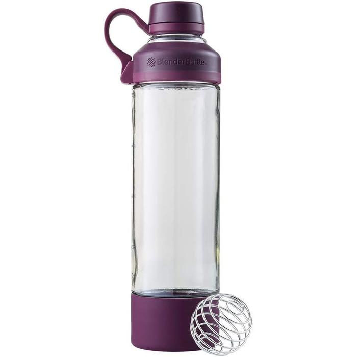 Скляна пляшка BlenderBottle Mantra з носиком та BlenderBall, для йоги, води та протеїну, BPA Free, 600 мл, фіолетова