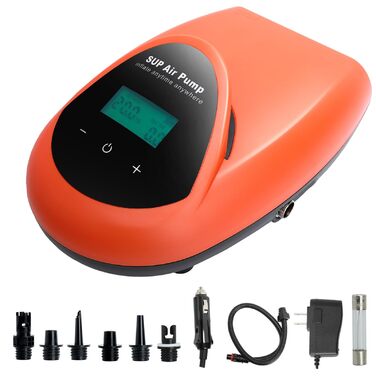 Електричний насос для SUP дошки з акумулятором TONSIM, 20PSI, LCD-дисплей, автоматичне вимкнення, для SUP, каяків, наметів, човнів та повітряних матраців, помаранчевий