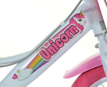 Дитячий велосипед Einhorn для дівчаток, 16 дюймів, з додатковими колесами, сидінням для ляльки та кошиком – Оригінальний дитячий велосипед-єдиноріг, подарунок для дівчинки