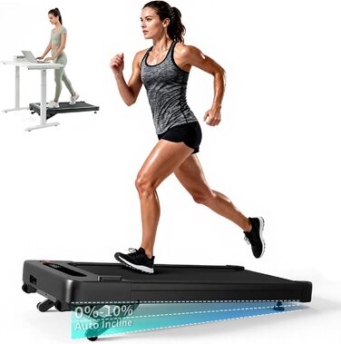 Bluearth Walking Pad: Ходункова доріжка з регулюванням нахилу 10%, стіл для бігу, смарт-додаток, доріжка для дому з LED-дисплеєм, чорний колір