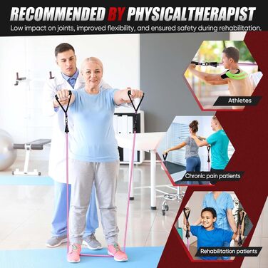 HPYGN Набір еластичних стрічок для фітнесу, 150lbs/200lbs/250lbs, 5 рівнів опору, з ручками, кігтями для щиколоток та анкером для дверей, для занять вдома, в спортзалі та на вулиці (рожевий, 150lbs)