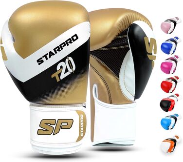 Боксерські рукавички Starpro 14 oz золоті для сильних ударів, чоловічі та жіночі, для боксу і тренувань