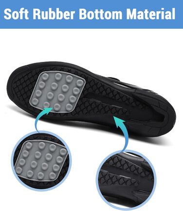 Велотуфлі для чоловіків та жінок: шосейні та MTB, з гумовою підошвою, дихаючі кросівки, антиковзкі, без застібок, розміри 36-47 EU, 43 EU, чорний