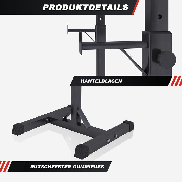 Стійка для штанги GORILLA SPORTS з набором гантелей 35 кг, SZ-грифом 120 см, регулювання висоти 6 і 14 рівнів, до 500 кг, сталь – стійка для штанги, присідань, Squat Rack