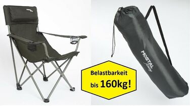 Складний стілець Mostal для риболовлі та відпочинку з підстаканником та підлокітниками, 160 кг