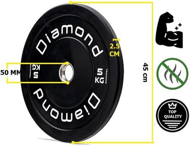 Пара дисків G5 HT SPORT для олімпійських штанг, 5 кг, діамантове покриття, отвір 50 мм, для фітнесу та домашнього тренажерного залу