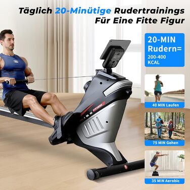 Гребний тренажер ISE для дому з магнітною системою, LCD-дисплеєм та 8 рівнями опору. Тиха гребна машина для кардіотренувань, ідеальна для домашнього спортзалу.