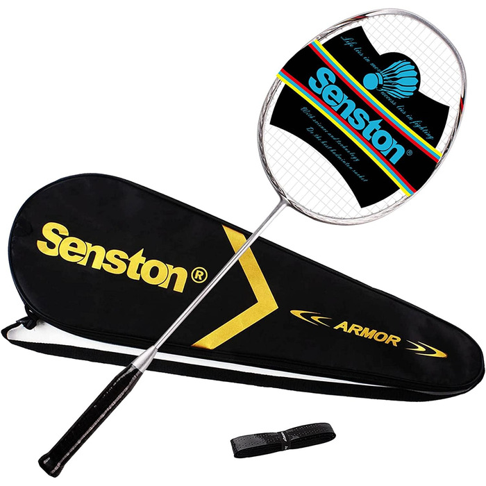 Ракетка для бадмінтона Senston N80 з графіту та карбону, легка, з сумкою (срібна)