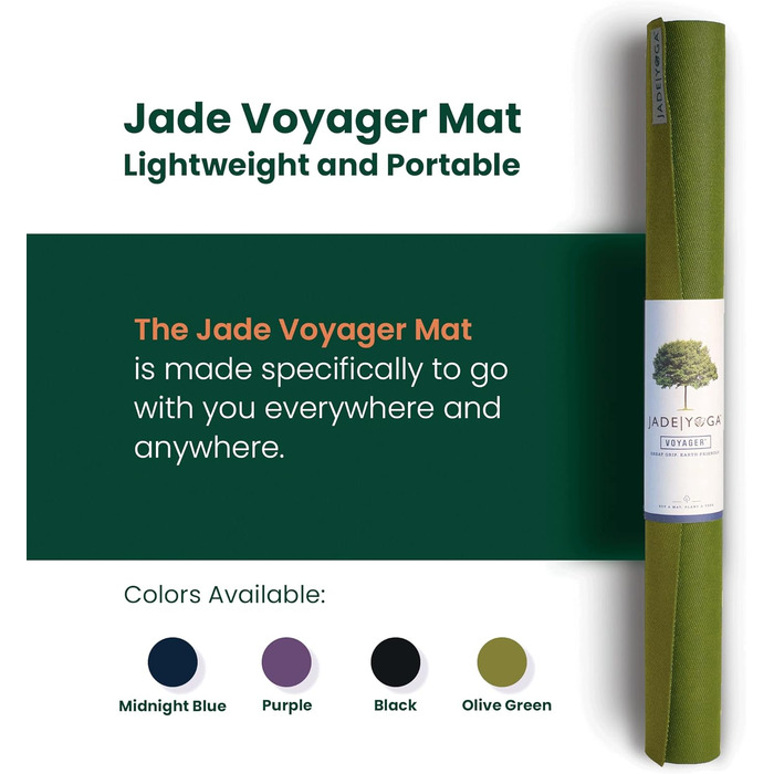 Йога-мат Jade Yoga Voyager 1,6 мм, оливковий, для подорожей