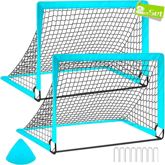 Ворота для футболу CATCHLUCK для дітей, 2 шт. у наборі, 100x80x80 см, блакитні