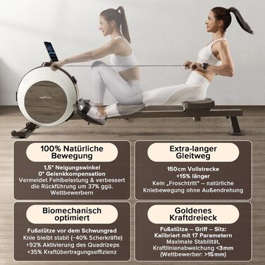 MOBI FITNESS: Горизонтальний тренажер для дому з магнітним опором, 40 рівнів, максимальне навантаження 160 кг, LED-дисплей (сумісний з Apple Watch)