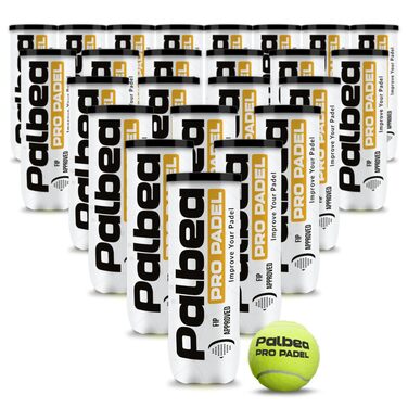 Palbea PRO Padel: М'ячі для падел-тенісу, сертифіковані FIP, преміум-якість. Для тренувань та турнірів. 24 банки в упаковці. Висока видимість завдяки HV Filz. Довговічні та швидкі.