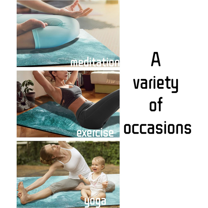Килимок для йоги LaiEr, неслизький, екологічний, з ручкою для перенесення, товщина 6 мм, 183 x 61 см, для йоги, пілатесу та фітнесу (Water)