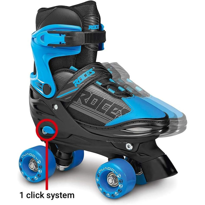 Роликові ковзани Roces Kinder Quaddy для хлопчиків, регульовані розміри 30-33, чорно-синій