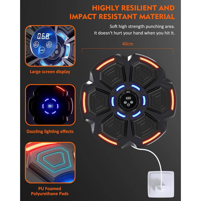 Музична боксерська машина для дорослих Snawowo - LED-дисплей, Bluetooth, 9 режимів швидкості, підрахунок ударів