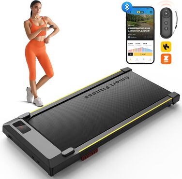 Компактна бігова доріжка Smart Walking Pad для дому та офісу під стіл, з подвійною амортизацією, тихим ходом, підтримкою Workout-додатку та режимом HIIT
