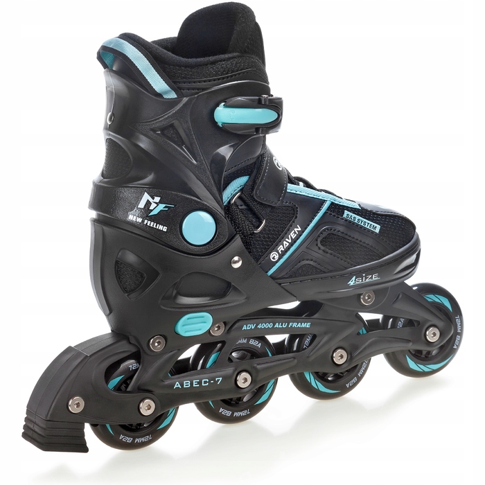 Регульовані ролики RAVEN Pulse Black/Cyan, розмір 37-40