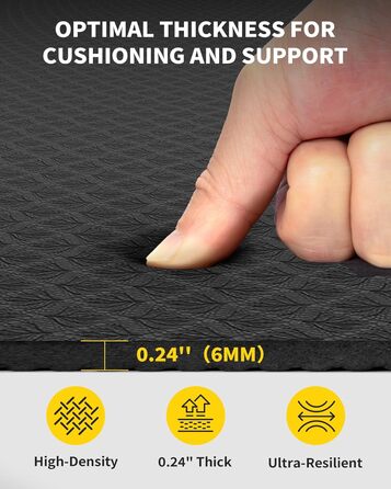 Йогамат CAMBIVO XXL 183x122 см, товщина 6/8/10/12 мм, TPE, чорний