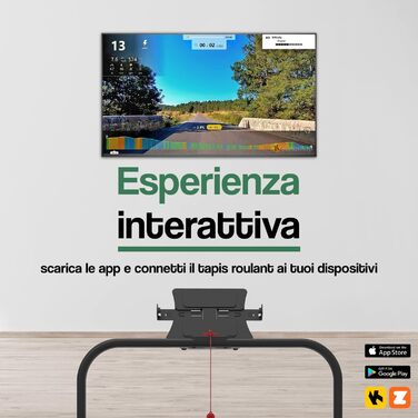 Електрична бігова доріжка та Walking Pad 2 в 1 YM, компактна, чорна, з поручнем і тримачем для планшета, Bluetooth-динаміки, сумісна з KINOMAP і ZWIFT, дистанційне керування, 6 програм