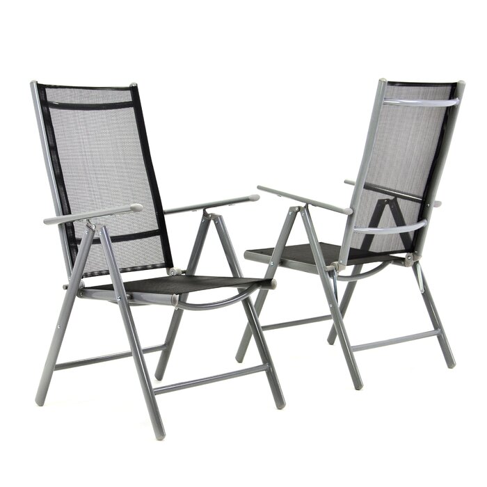 Крісло Nexos, розкладне, для саду, тераси, балкону, кемпінгу, фестивалів, з регульованою спинкою, з алюмінію, легке, стабільне, (набір 2 шт, чорне)