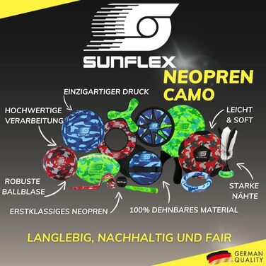 Неопреновий футбольний м'яч Sunflex Camo Green для пляжу, трави та води, м'який і міцний, для гри босоніж, для всіх вікових груп