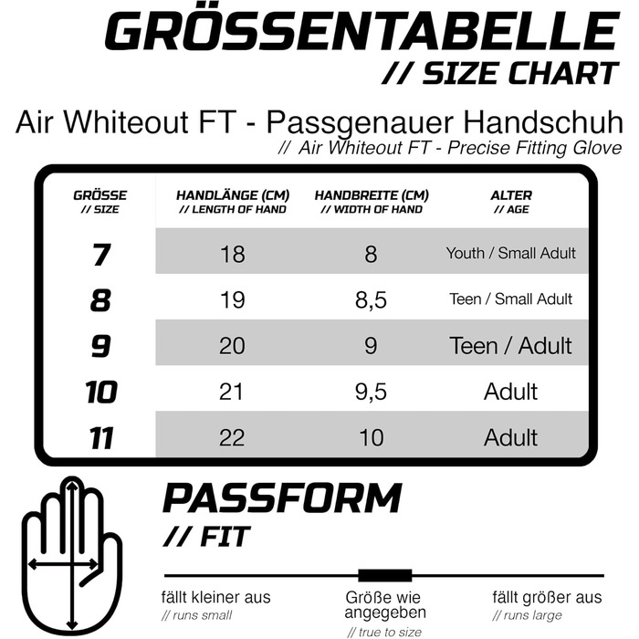 Воротарські рукавички GRIPMODE Air Whiteout FT з Griptec®, для футболу, універсальні, розміри 7-11