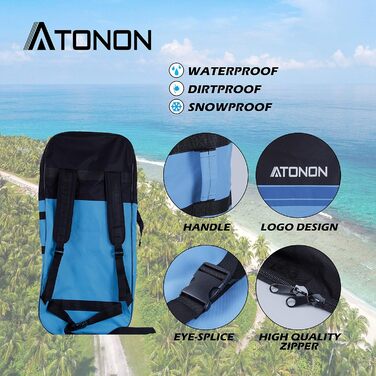 Надувний SUP (Stand Up Paddle Board) ATONON GREEN з аксесуарами | Для початківців, підлітків та дорослих | Широкий, з антиковзким покриттям та нижніми плавниками для контролю в серфінгу