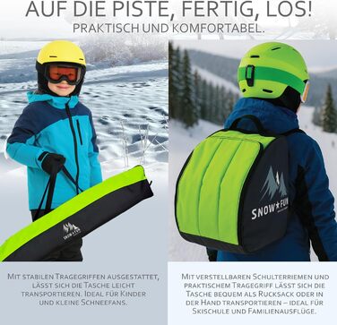 Набір дитячих лиж BambiniWelt 125 см: лижі, чохол для лиж та черевиків, рюкзак для лиж, чорний/рожевий