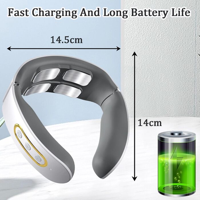 Масажер для шиї 11-в-1 з підігрівом, портативний, 9 рівнів інтенсивності, електричний, для дому, офісу, подорожей