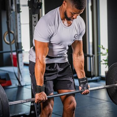 Навантажувальні рукавички для силових тренувань INOVATI: фітнес, бодібілдинг, хват, захист зап'ястя (чорний, M)