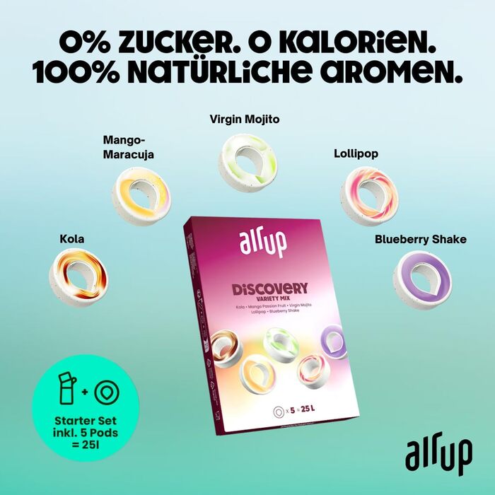 Пляшка для води air up Twist Pro 600 мл фіолетова з ароматом Blue Pulse + 5 арома-подів без цукру та соломинка для школи, спорту, фітнесу