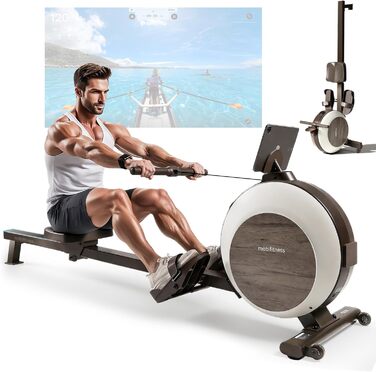 MOBI FITNESS: Горизонтальний тренажер для дому з магнітним опором, 40 рівнів, максимальне навантаження 160 кг, LED-дисплей (сумісний з Apple Watch)